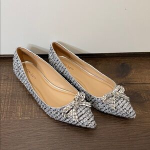 Women's silver rhinestone Flats